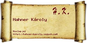 Hahner Károly névjegykártya